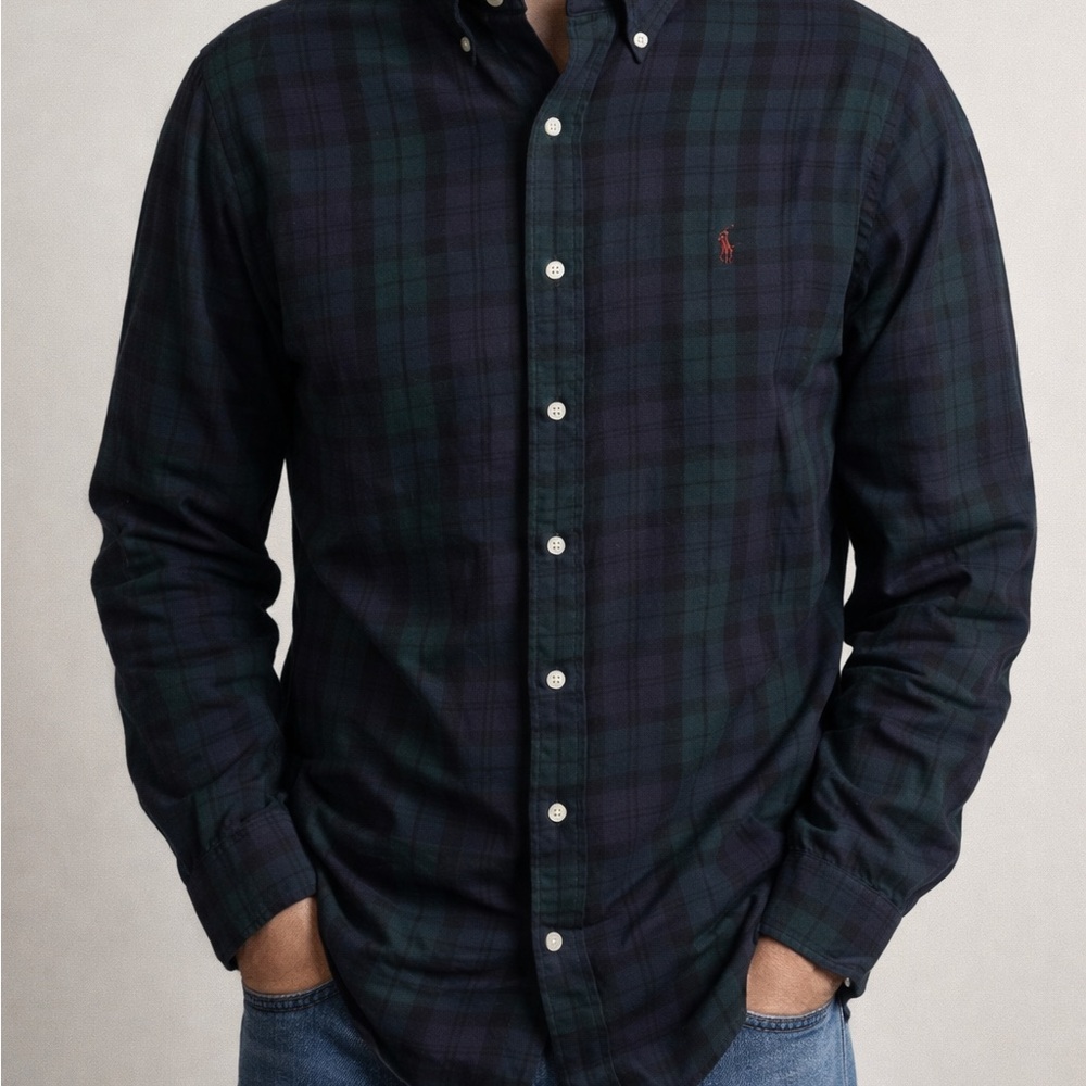 Ralph Lauren Blaire Mens L Plaid Cotton Button Up Shirt Vintage Preppy Pony Logo